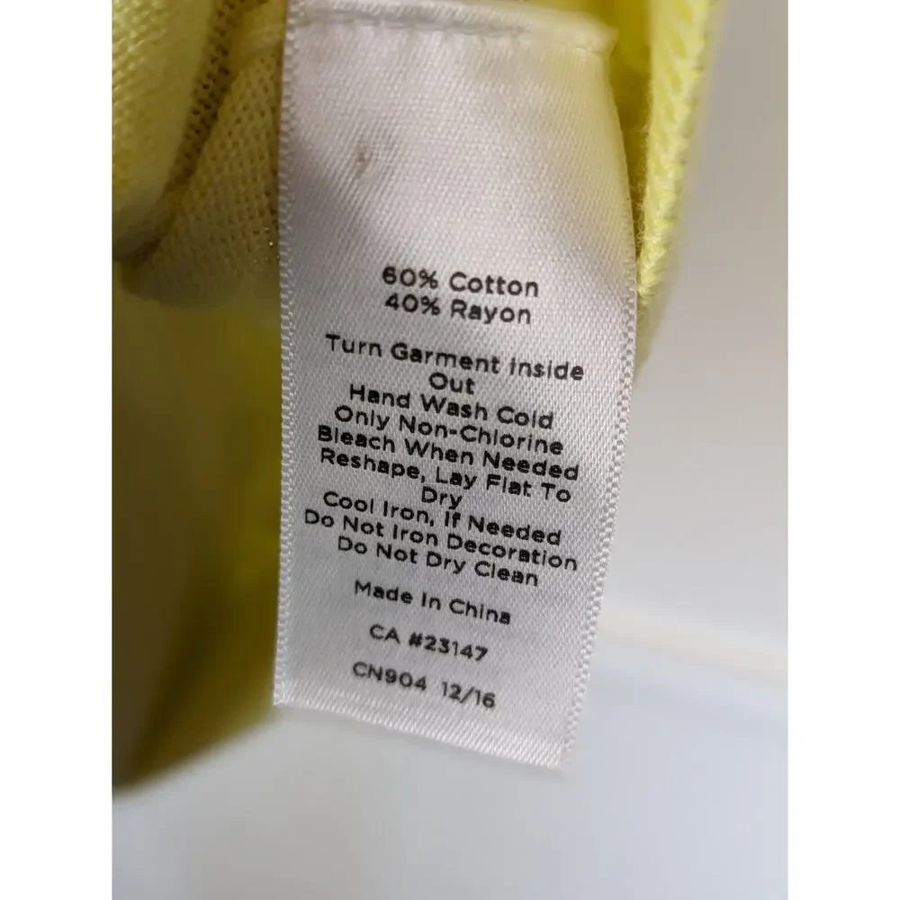 Talbots Sweater Pineapple Beaded Sequins Spring Summer Yellow Novelty Size M